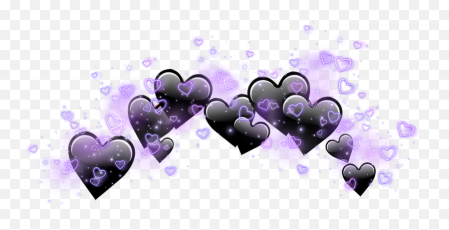 Freetoeditblack Purple Emoji Hearts Crown Shine Png Heart Transparent