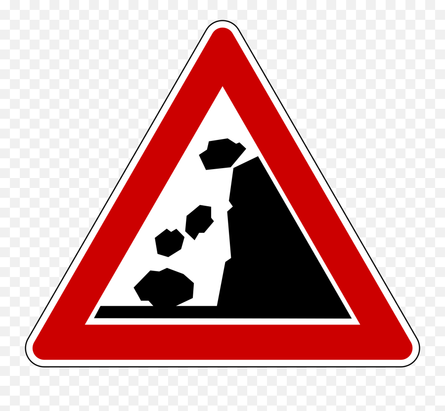 Rockfall Warning Sign - Panneau Chute De Pierre Png,Warning Sign Transparent