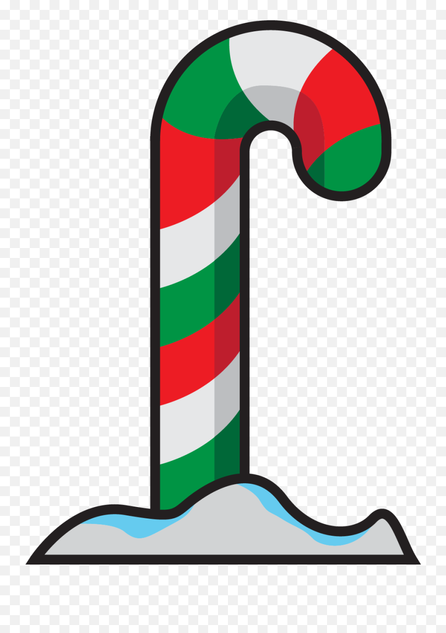 Candy Cane In Christmas Icon With Snow - Candy Cane Png,Cane Icon