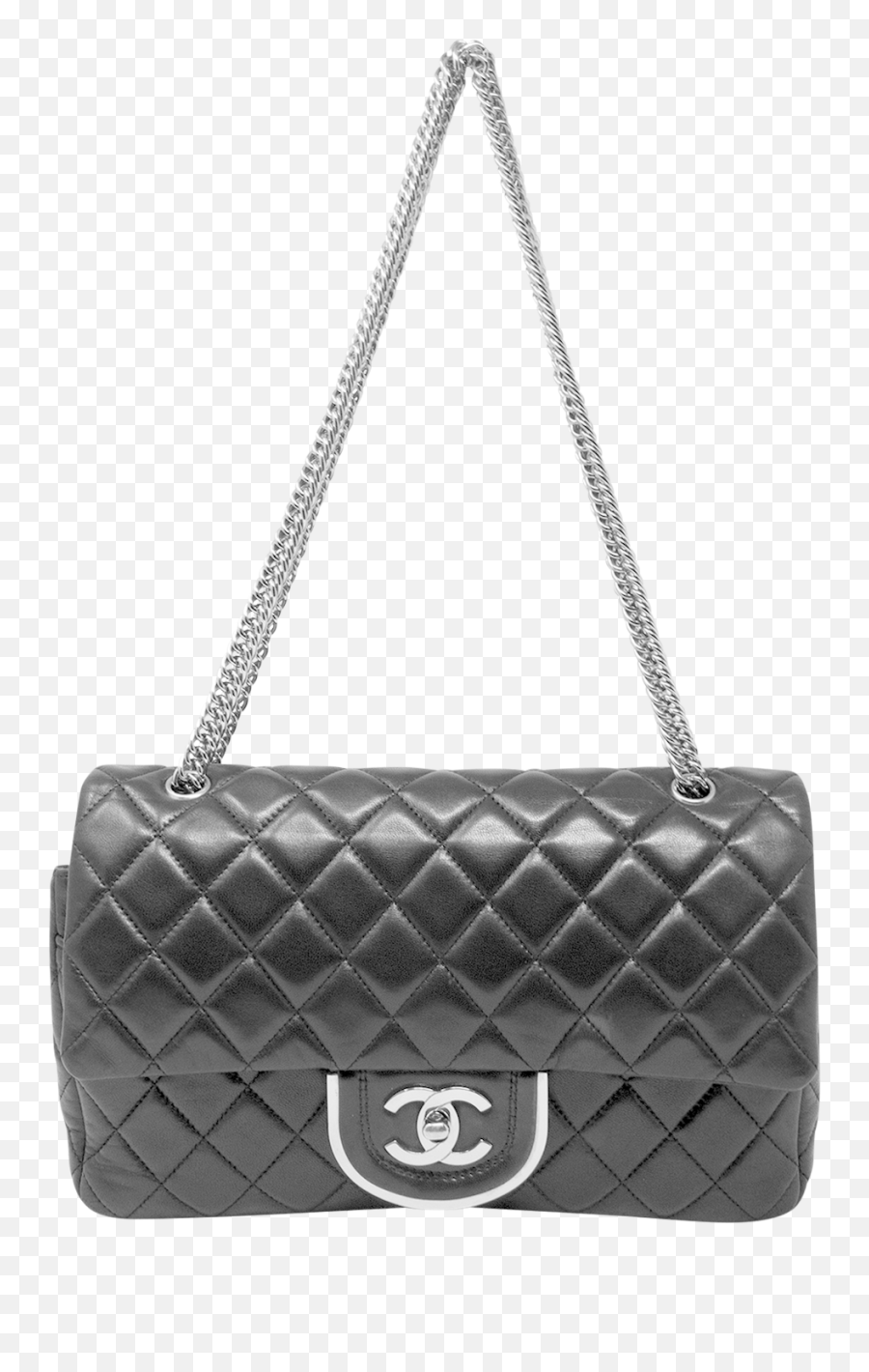 Chanel Limited Edition Black Lambskin Silver Plate Double Flap Bag - Handbag Png,Coco Chanel Icon