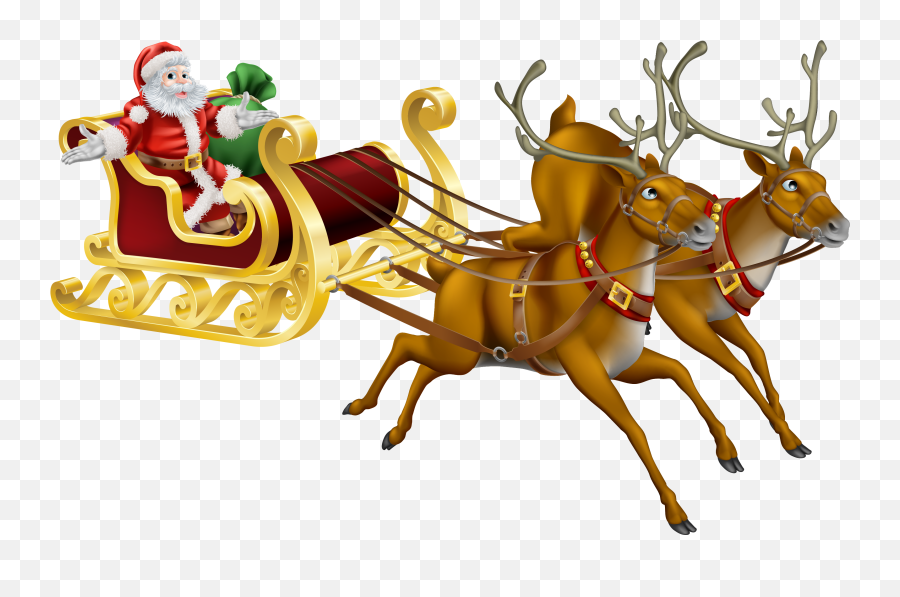 Rudolph Santa Claus Reindeer Christmas - Santa Claus With Reindeer Png,Sleigh Png