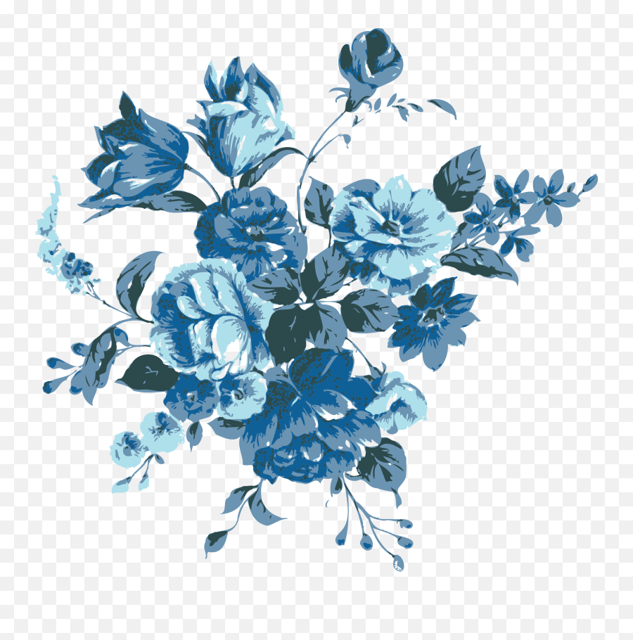 Blue Flowers Vector Hand - Blue Flowers Transparent Png,Blue Rose Png