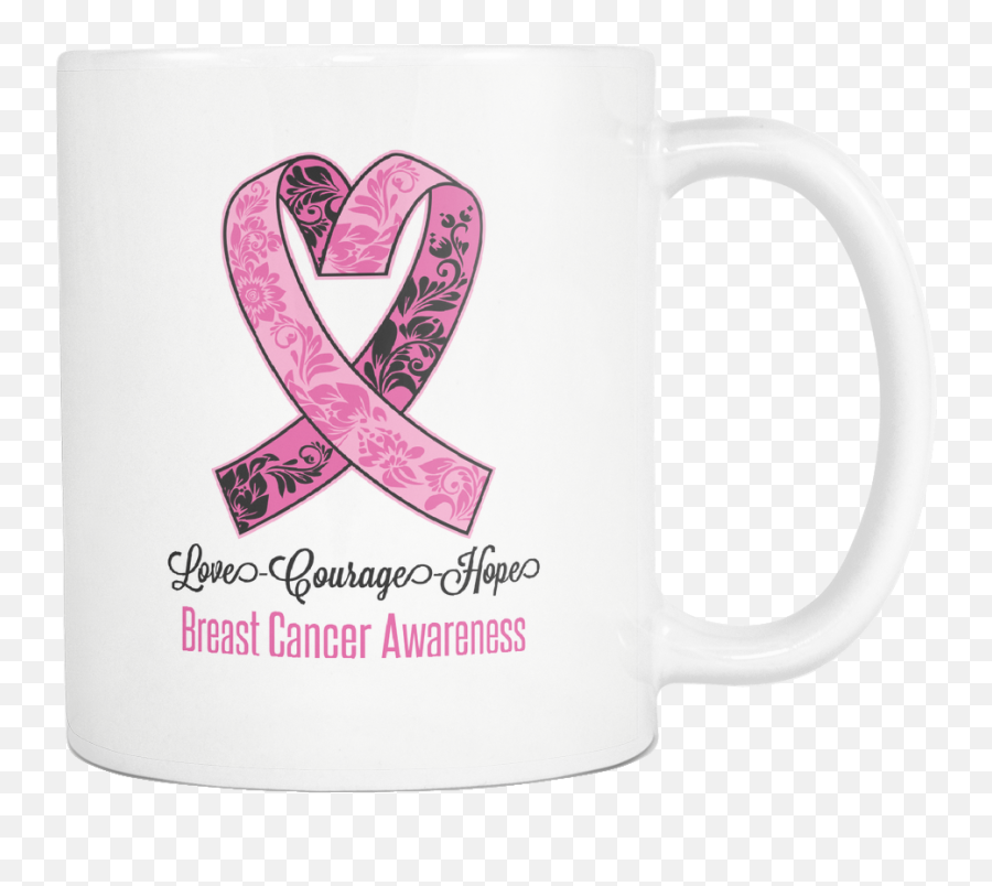 Download Love Courage Hope Breast Cancer Awareness Cool Pink - Coffee Cup Png,Breast Cancer Ribbon Png