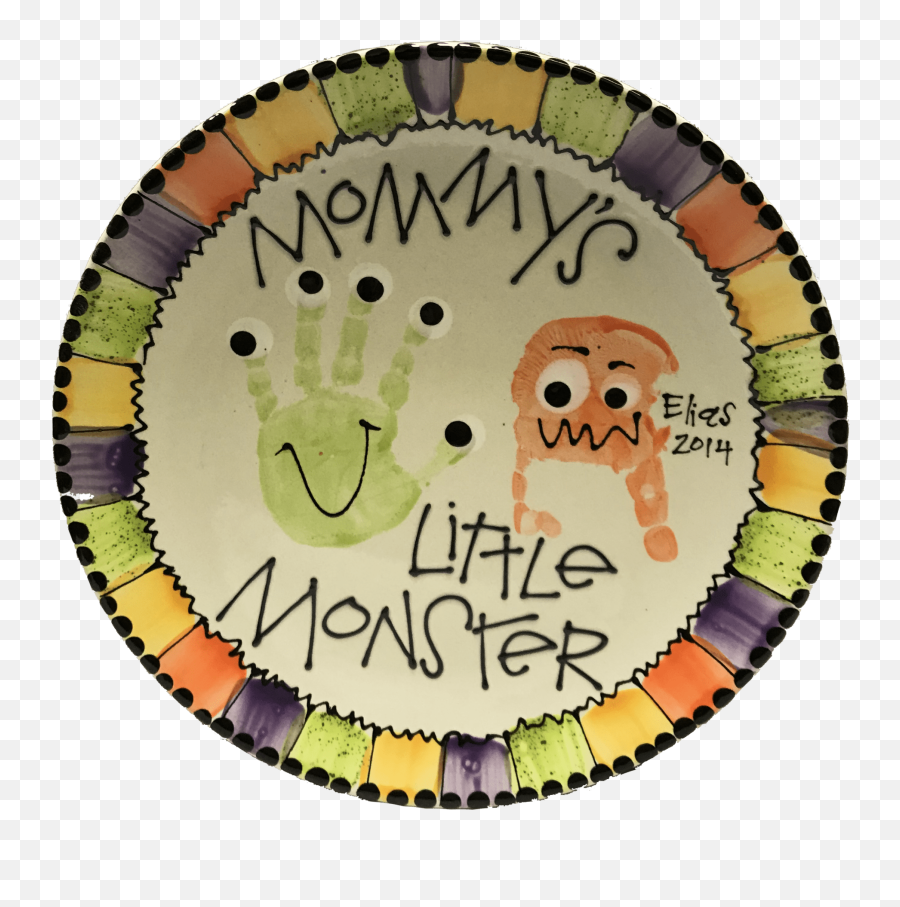 Mommys Little Monsters Hand Print Plate U2013 As You Wish Pottery - Vector Graphics Png,Hand Print Png