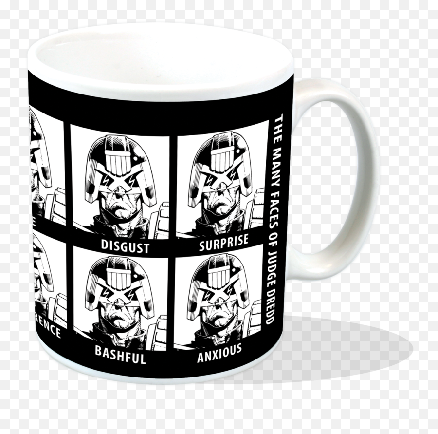 The Many Faces Of Judge Dredd - Mug Titan Merchandise Judge Dredd Mug Png,Judge Dredd Logo