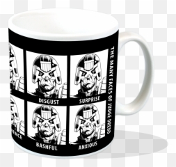 The Many Faces Of Judge Dredd - Mug Titan Merchandise Judge Dredd Mug Png,Judge Dredd Logo