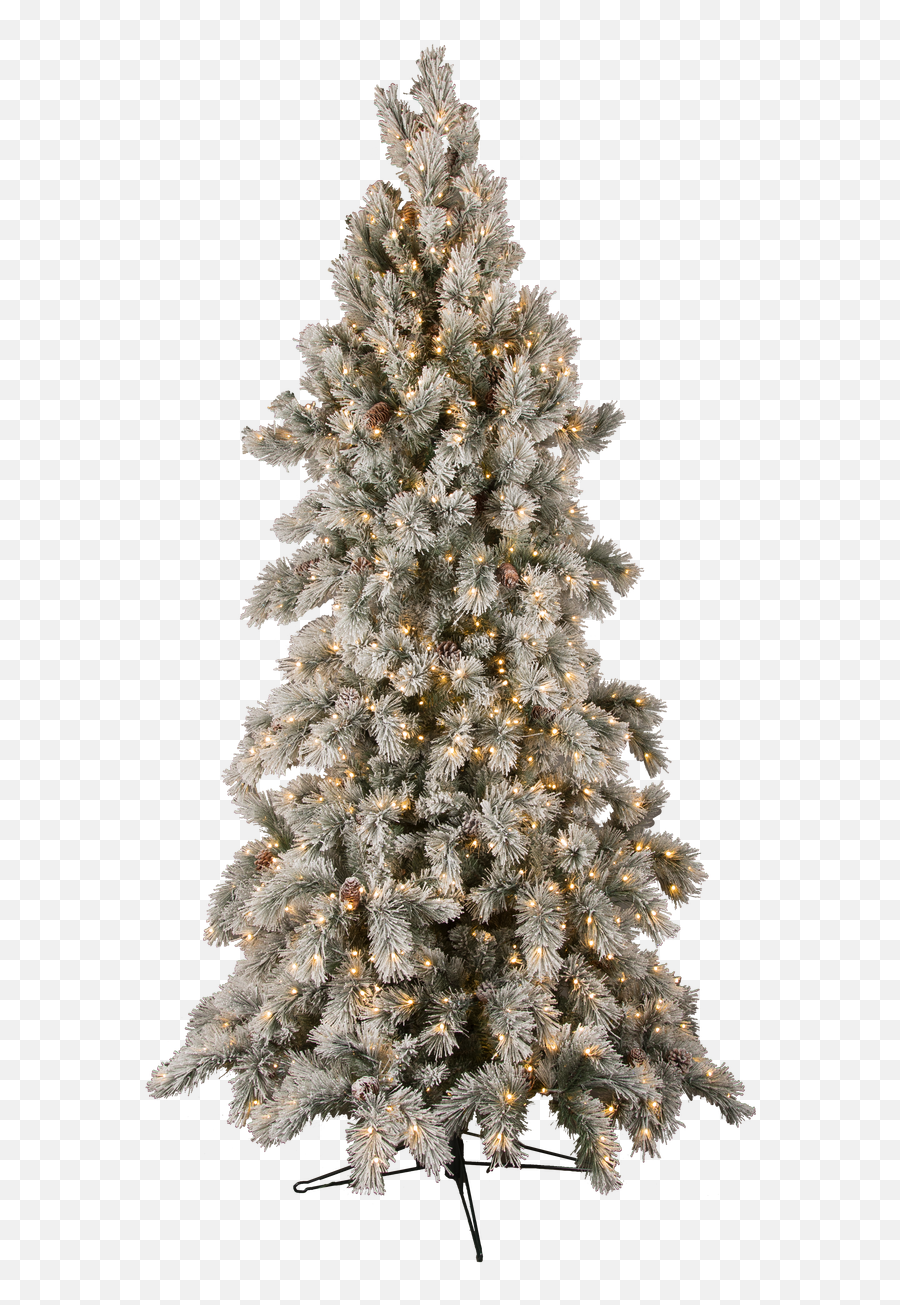 9u0027 Forevertree Slim Snowy Aspen Pine Easylite With Cones And Remote - Christmas Tree Png,Snowy Trees Png