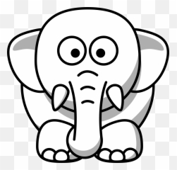 Elephant Black And White Cute Clipart - Animals Clipart Black And White png