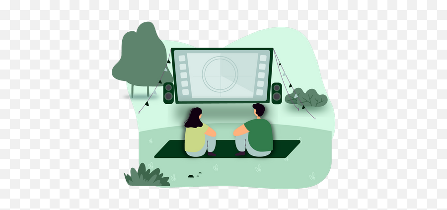 Watching Movie Icon - Download In Line Style Illustration Png,Icon For Movies