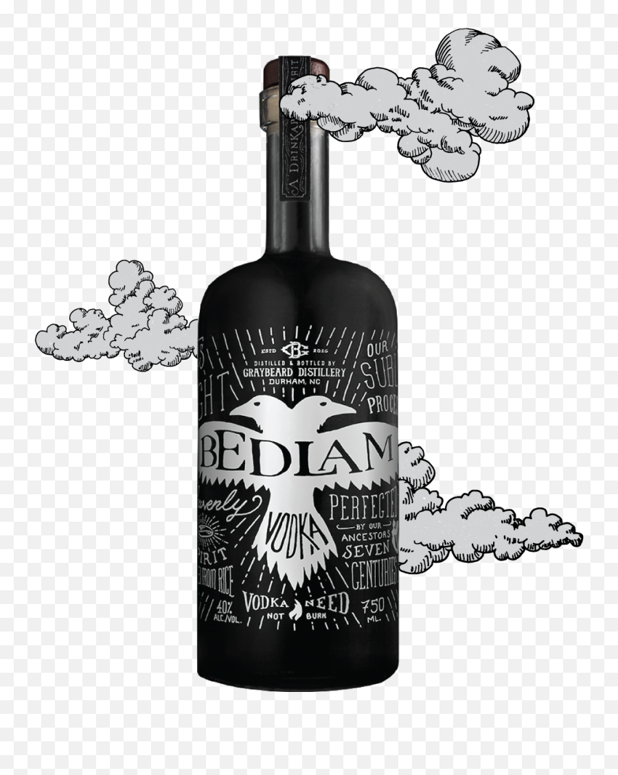 Bedlam Vodka Graybeard Distillery Durham Nc - Bedlam Vodka Png,Vodka Bottle Png