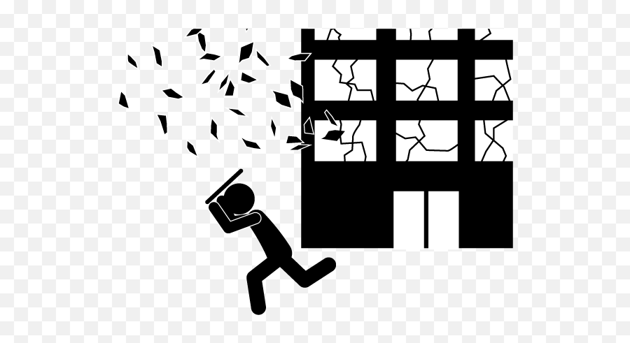 Earthquake Building Glass Breaks Evacuation - Transparent Earthquake Clipart Black And White Png,Evacuation Icon