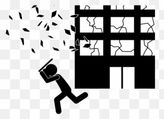 Earthquake Building Glass Breaks Evacuation - Transparent Clipart Black And White png