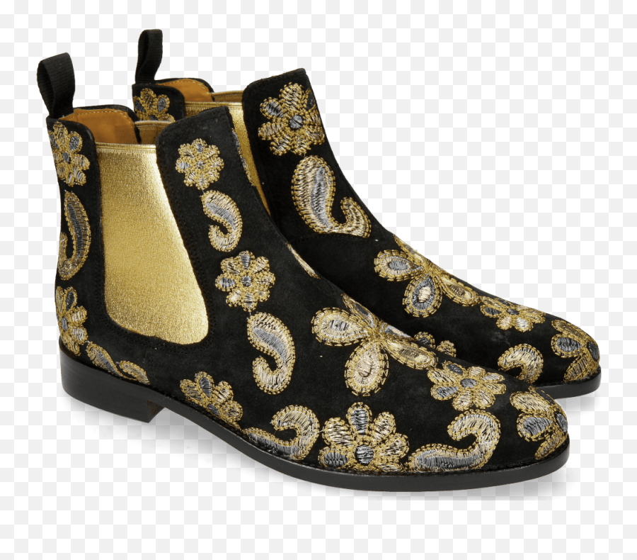 Roberta 8 Lima Black Embrodery Paisley Melvin U0026 Hamilton - Chelsea Boot Png,Paisley Png