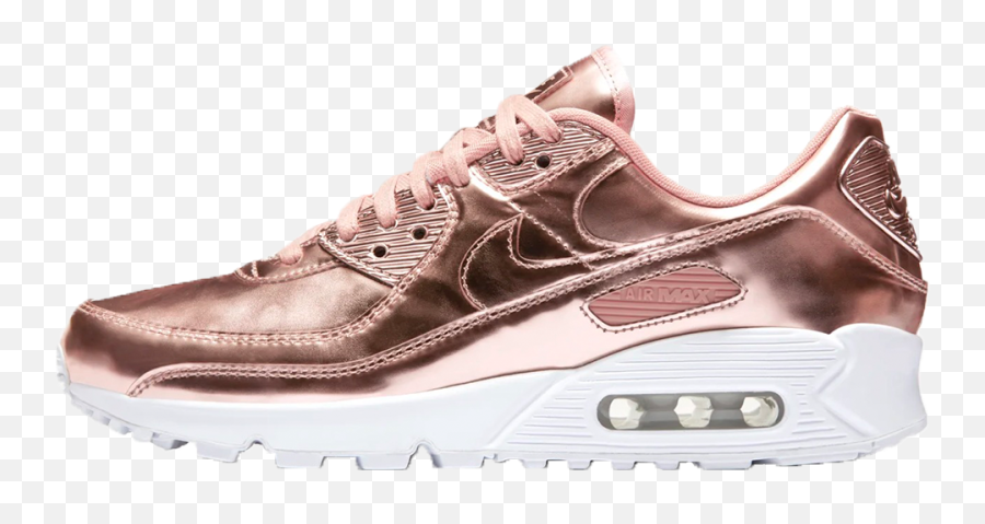 Nike Air Max 90 Liquid Metal Rose Gold Cq6639 - 600 The Sole Womens Air Max 90 Metallic Pack Png,Nike Air Logo Png