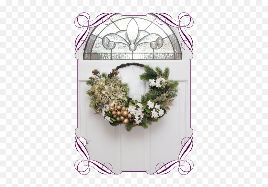 Gold Cradle Christmas Wreath - Flower Bouquet Png,Gold Wreath Png