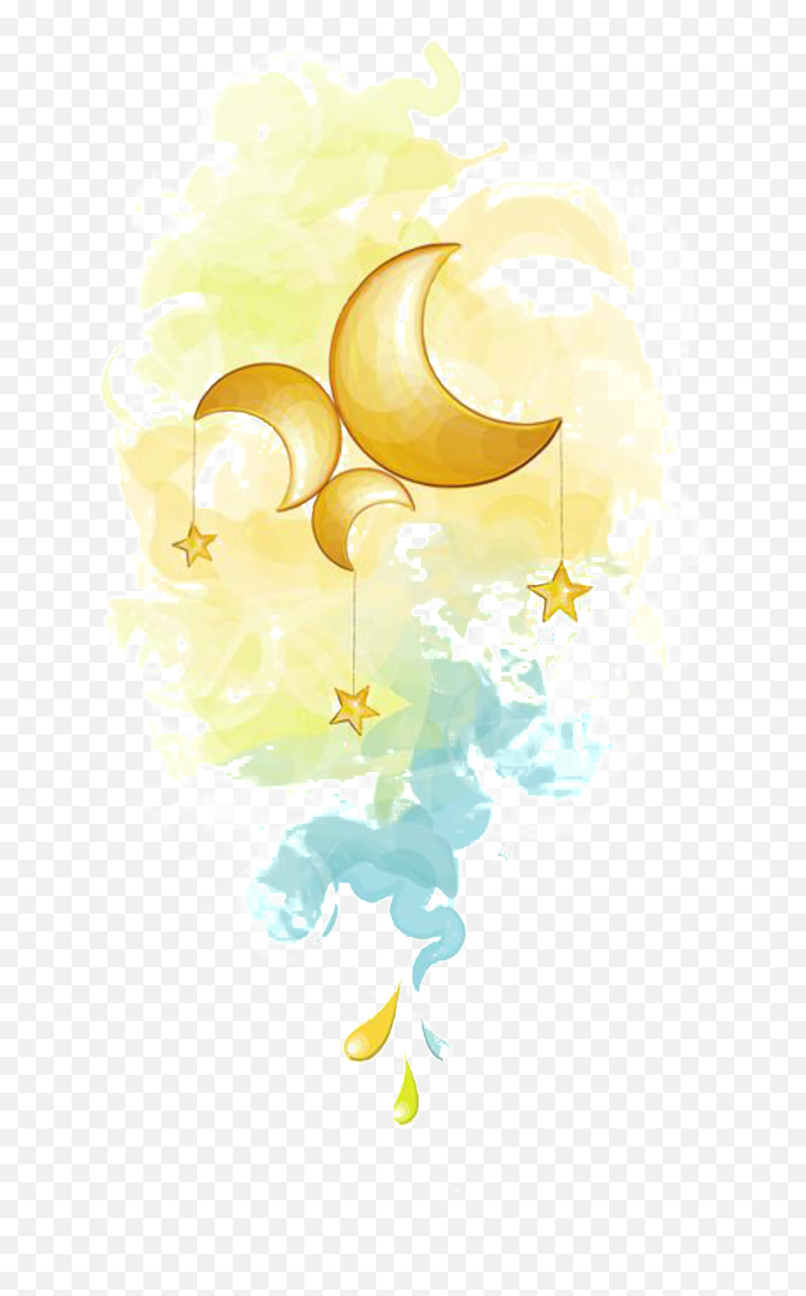 Painted Fairy Moon And Star Pattern Elements - Stars And Illustration Png,Moon And Stars Png