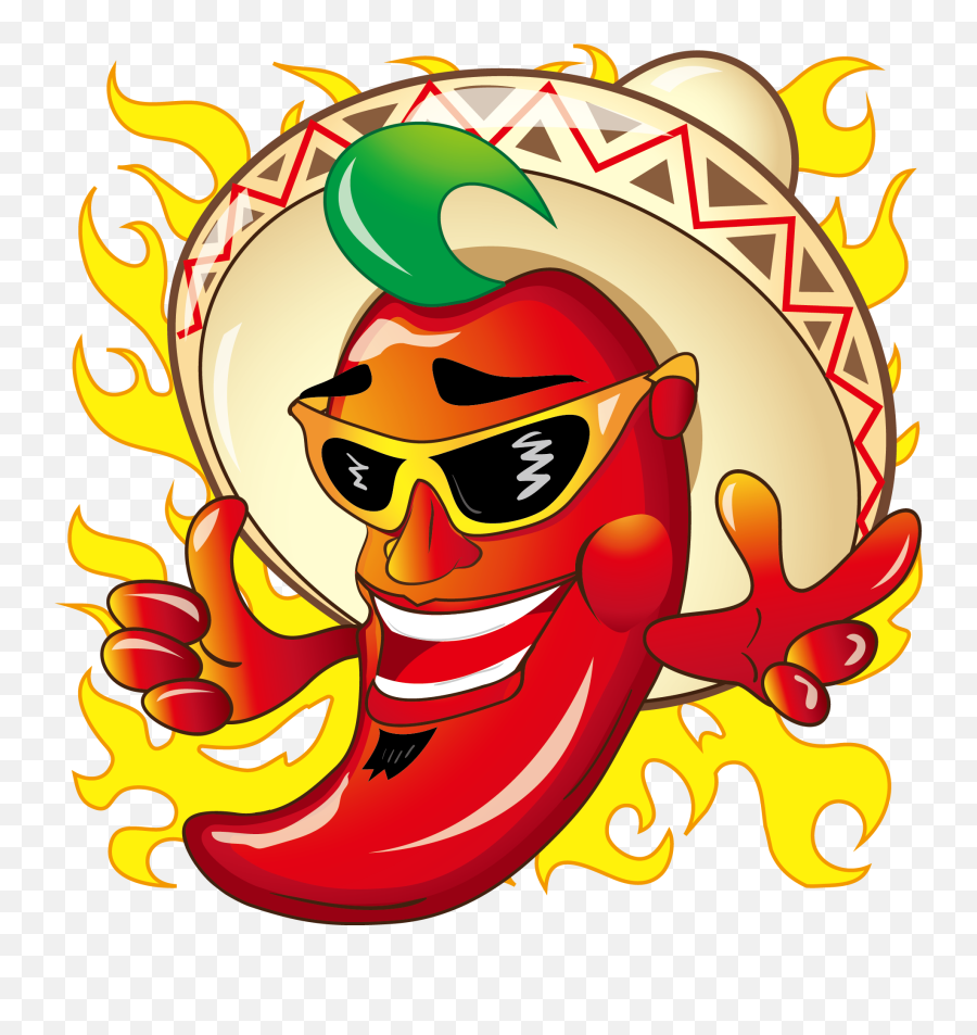 Pepper Jalapexf1o Mexican Vector Chili - Hot Pepper Cartoon Png,Chili Png