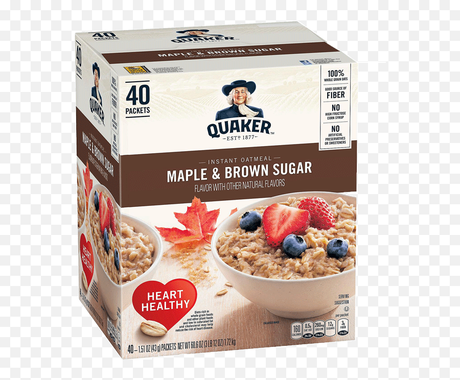 Download Quaker Instant Oatmeal Packets Maple And Brown - Quaker Oatmeal Maple Brown Sugar Png,Oatmeal Png