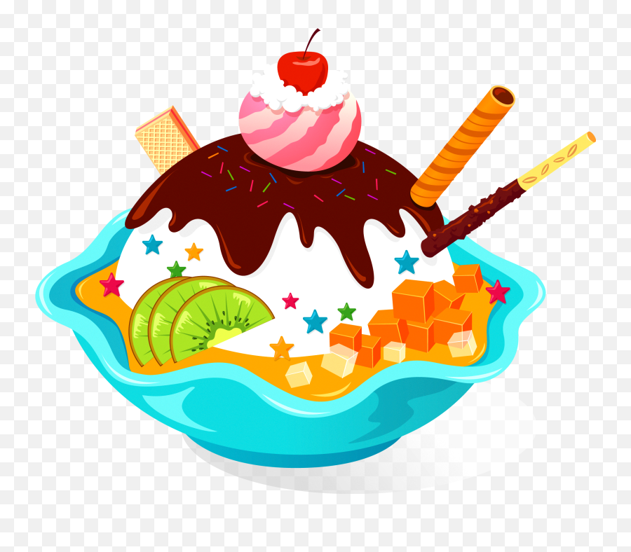 Download Hd Banner Library Cake And Ice Cream Clipart - Ice Transparent Background Ice Cream Sundae Clip Art Png,Ice Cream Clipart Png