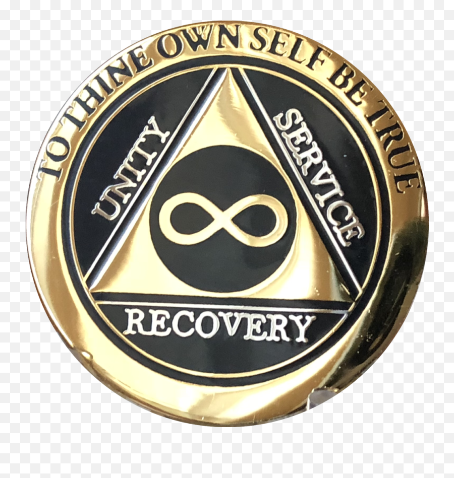 Infinity Eternal Aa Medallion Elegant Black Gold Alcoholics Anonymous Sobriety Chip Coin - Solid Png,Infinity Symbol Png
