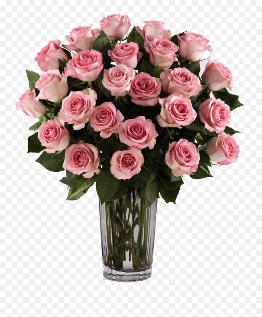 2 Dozen Pink Roses Vase - Rose In Vase Png,Pink Rose Transparent
