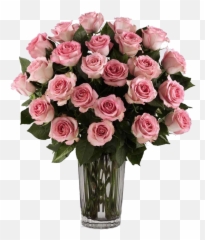 2 Dozen Pink Roses Vase - In Png