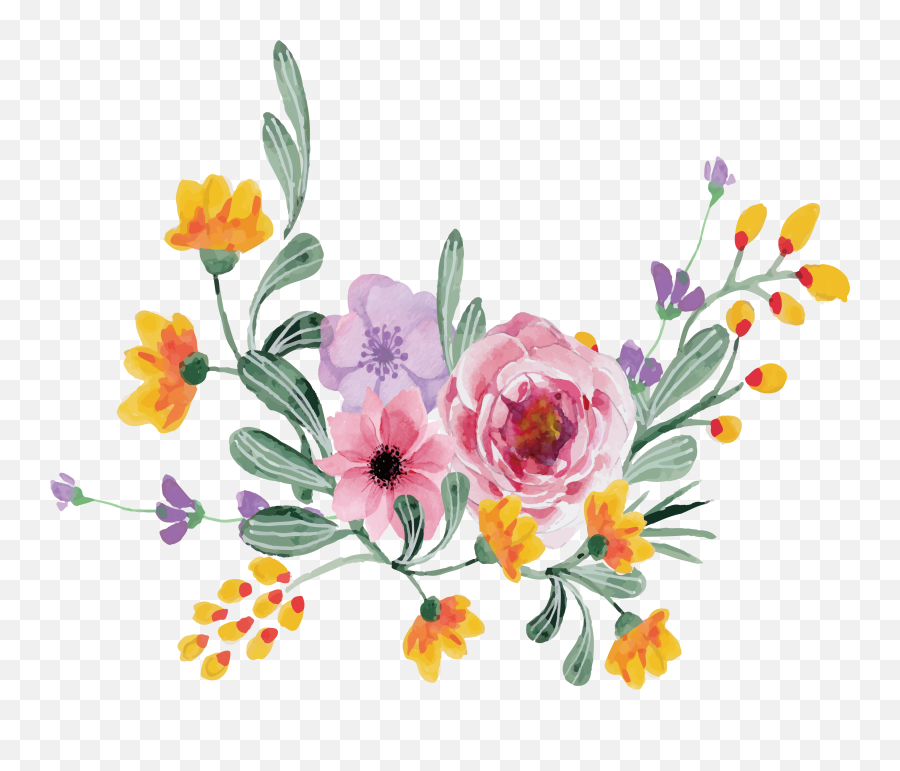 Watercolor Bouquet - Watercolor Bouquet Png,Flowers Bouquet Png