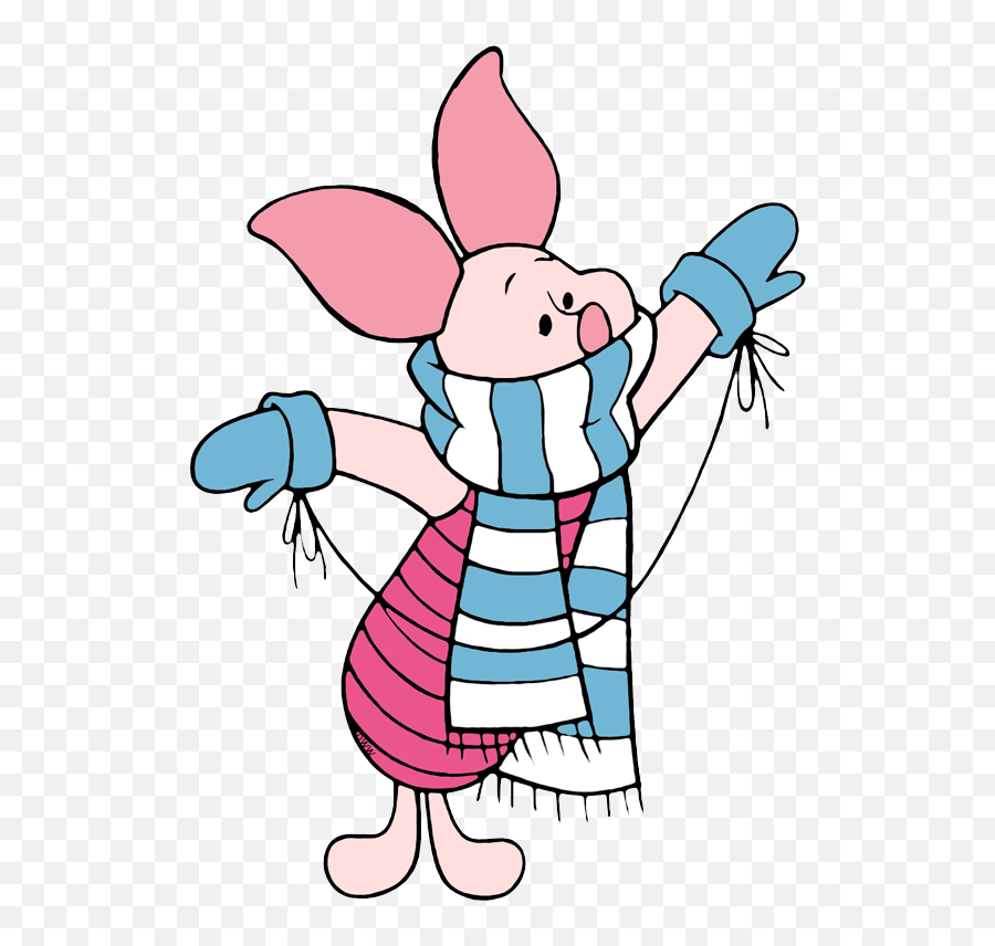 Piglet Wearing Scarf Mittens - Piglet Winnie The Pooh Transparent Png,Piglet Png