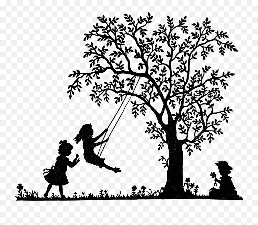 Freedigitalstampswingsilhouettepng 16001324 With - Nature Tree Girl Drawing,Old Tree Png