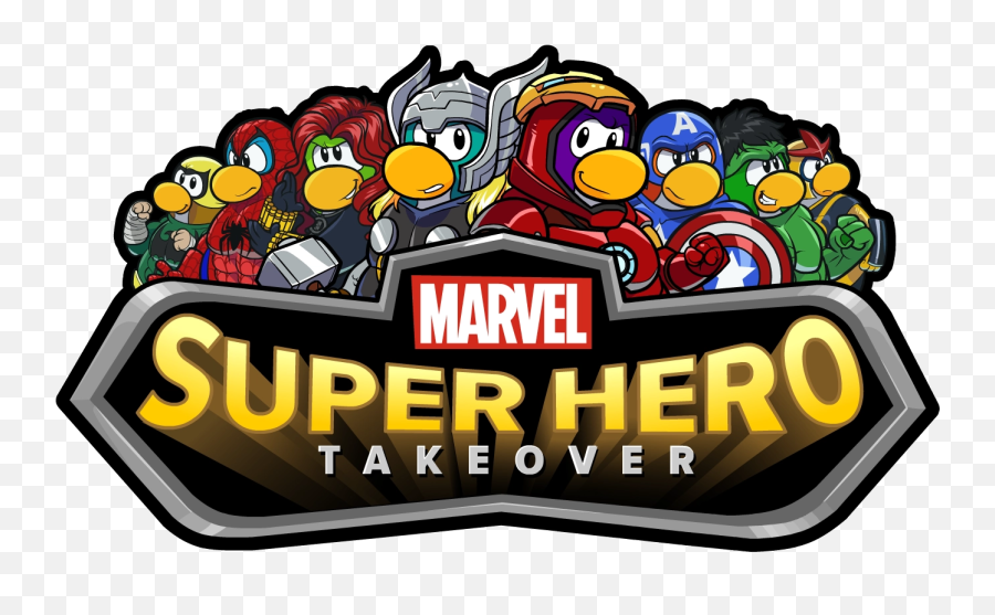 Marvel Super Hero Takeover Party Logo - Club Penguin Superhero Png,Super Hero Logo
