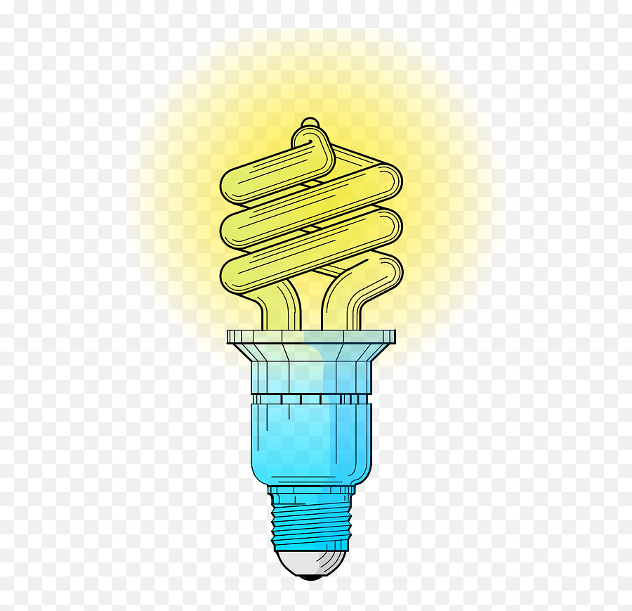 Curly Light Bulb Lit Up Clipart Free Download Transparent - Fluorescent Light Bulbs Clipart Png,Curly Line Png