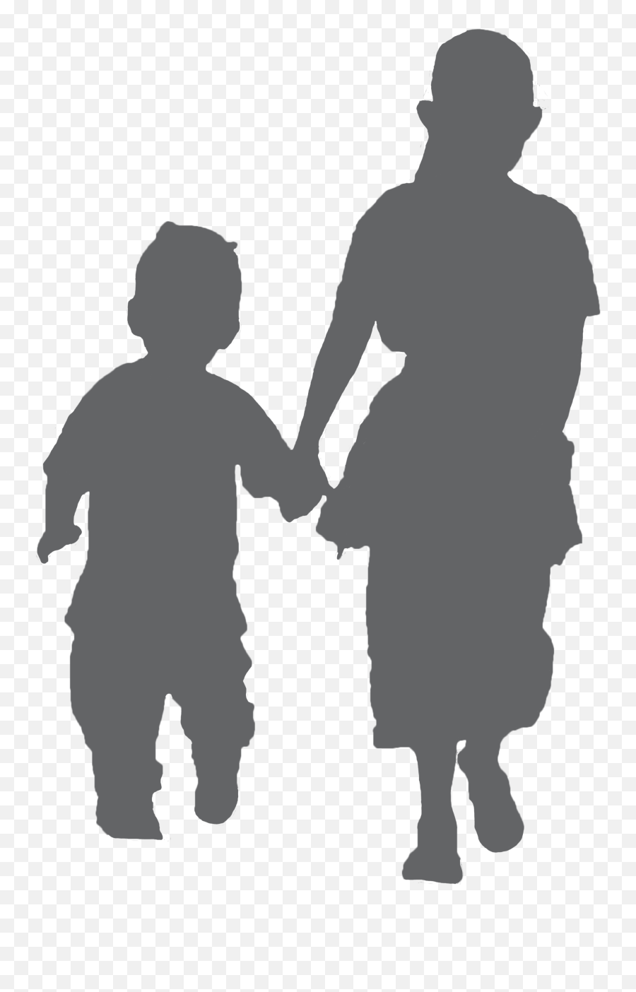Hd Two Kids Walking Holding Hands Grey - Big Sister Little Brother Silhouette Png,Kids Walking Png