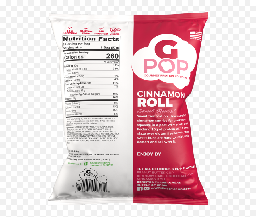 Cinnamon Roll U2013 G Pop Foods - Nutrition Facts Label Png,Cinnamoroll Transparent