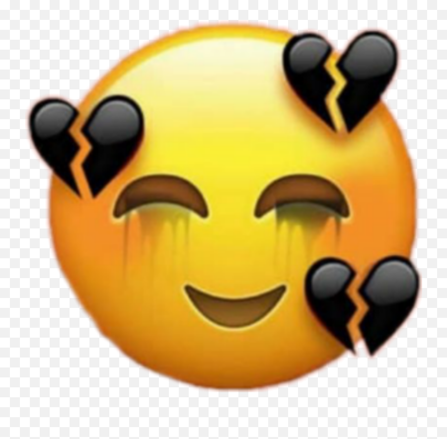 Cry Black Heart Emoji Iphone Tumblr Beautiful - Sad Face Broken Heart Emoji Png,Cry Emoji Png