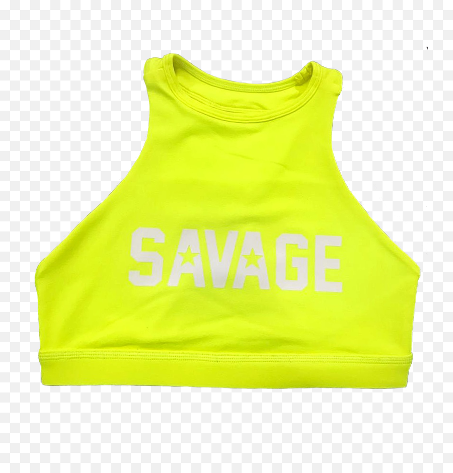 Training Bra Yellow High Neck Glow Stick For Women - Savage Barbell Vest Png,Yellow Glow Png