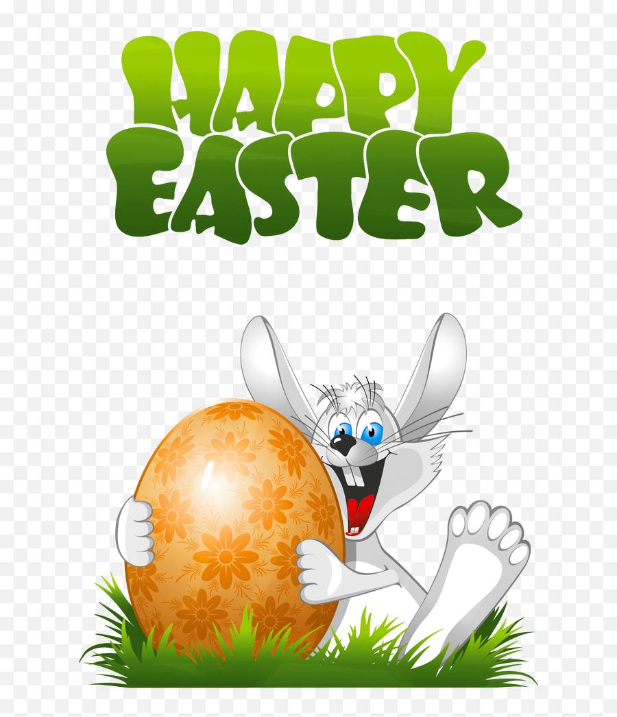 Download Easter Transparent Cartoon With Bunny Happy Clipart - Happy Easter Bunny Clipart Png,Cartoon Grass Transparent