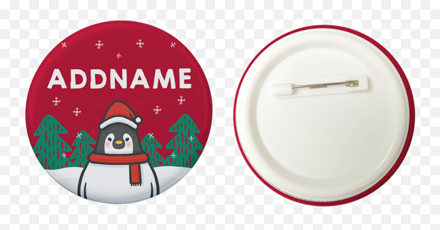 Xmas Cute Pengiun Christmas Hat Red Addname Button Badge With Back Pin 58mm - Button Badge 58mm Png,Christmas Hat Transparent