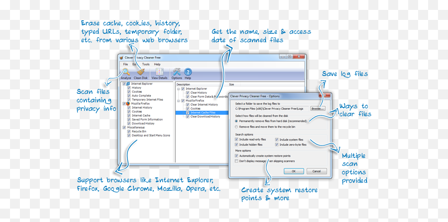 Clever Privacy Cleaner Free - Free Privacy Cleaner Software Screenshot Png,Internet Transparent