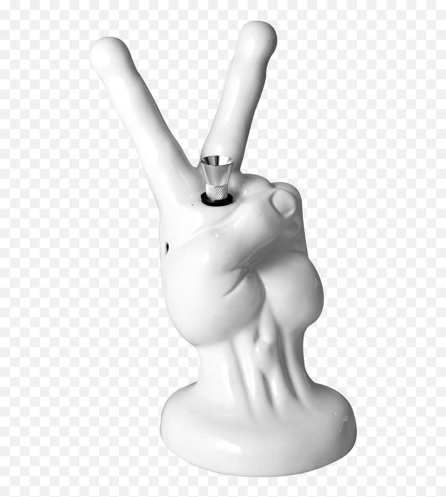 Peace Sign Hand White Ceramic Water Pipe - V Sign Png,Peace Sign Hand Png