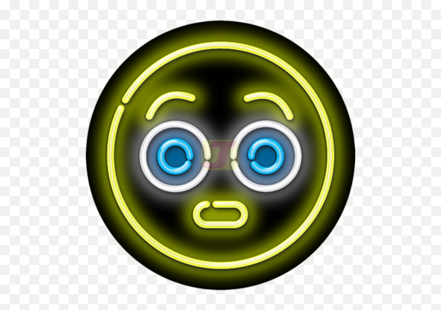 Surprised Face Emoji Neon Sign - Neon Face Transparent Cool Png,Clock Emoji Png