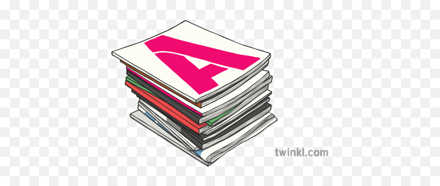 Stack Of Magazines Illustration - Twinkl Horizontal Png,Stack Of Paper Png