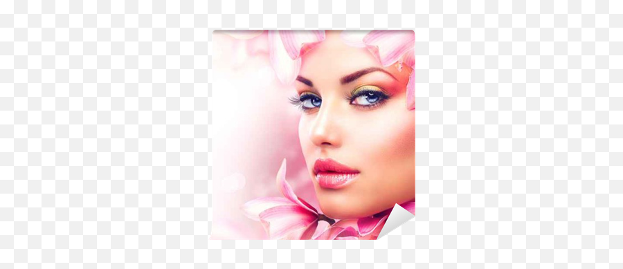 Beautiful Girl With Orchid Flowers Beauty Woman Face Wall Mural U2022 Pixers We Live To Change - Beauty Parlour Images High Resolution Png,Woman Face Png
