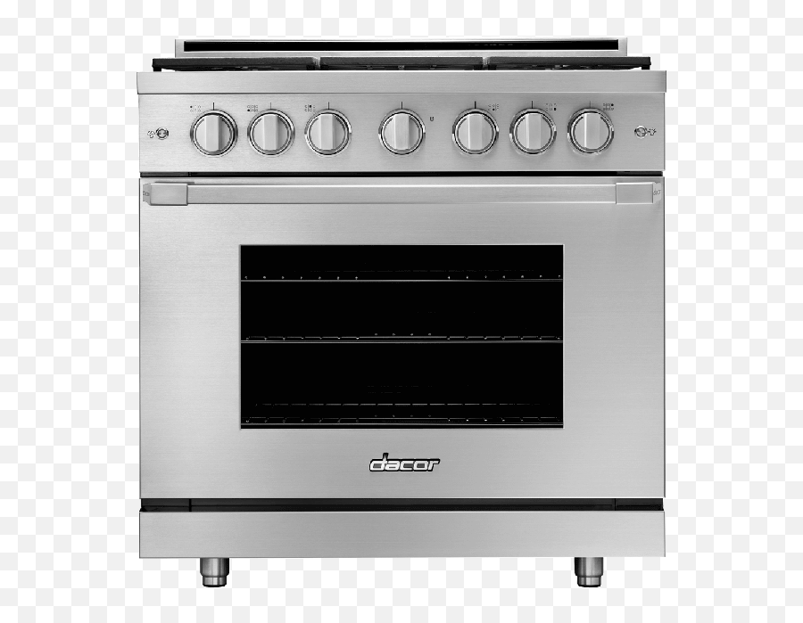 Dacor 36 Heritage Gas Pro Range Silver Stainless Steel Natural Gashigh Altitude - Dacor 36 Gas Range Png,Electrolux Icon Induction Cooktop