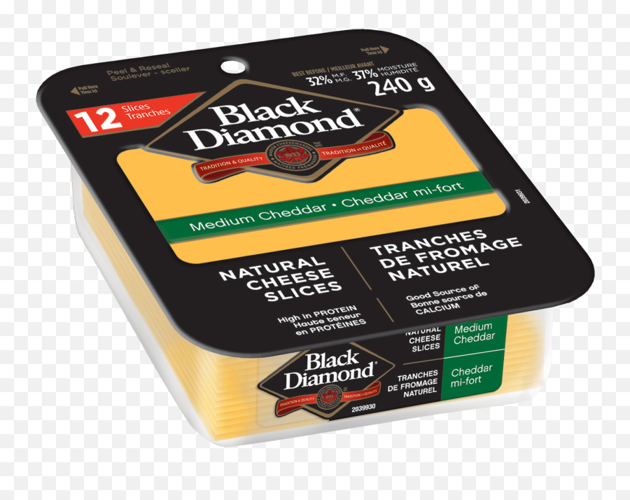 Discover Our Medium Cheddar Slices Black Diamond - Black Diamond Medium Cheddar Slices Cheese Png,Cheese Slice Png