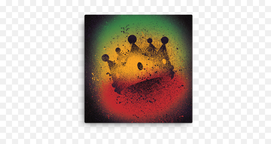 Kings Crown Green Gold Red Sprayed Stencil Art Canvas Png