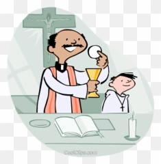 Alter Boy With Priest Royalty Free Vector Clip Art - Priest Serving Communion Clipart Png,Priest Png
