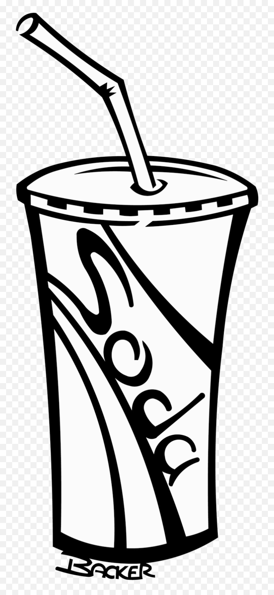 Soda Cup Soft Drinks Clipart Black - Soda Black And White Png,Soda Cup Png