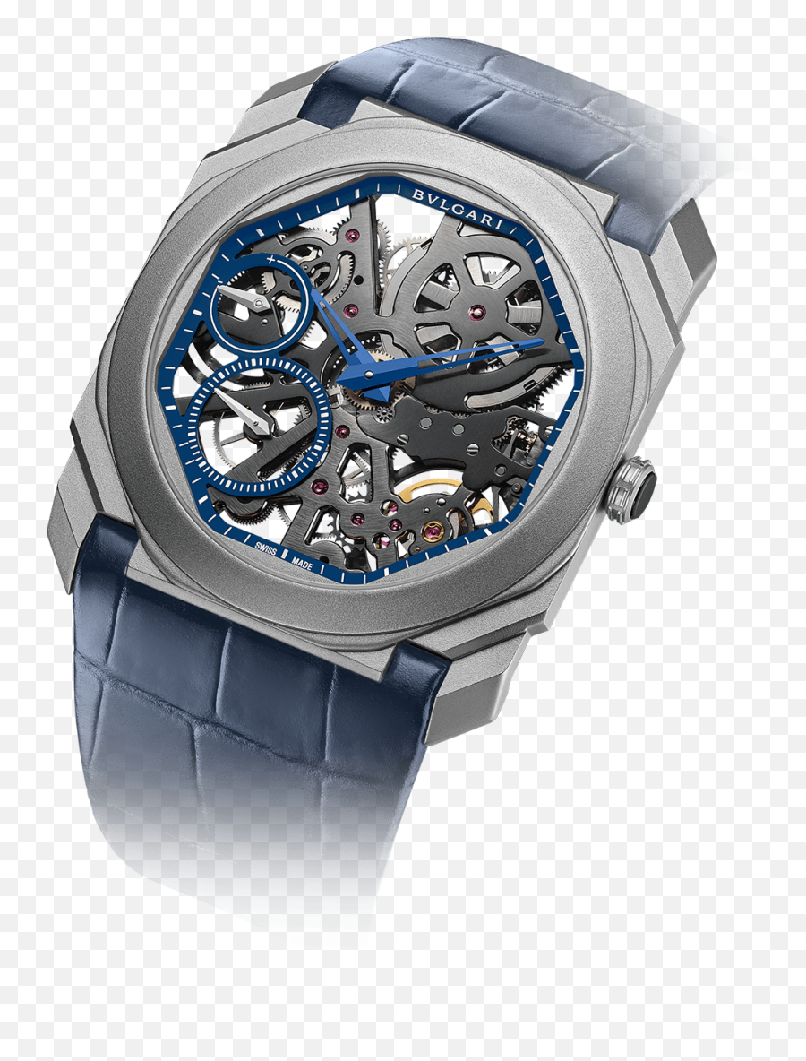 Octo Finissimo Watch 102941 - Bulgari Octo Finissimo Skeleton Blue Png,Watch Hands Png