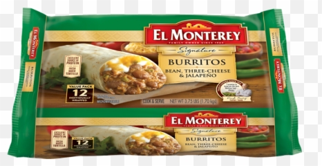 Bean Three - Cheese U0026 Jalapeno Frozen Burritos 12 El Monterey El Monterey Burritos Jalapeno Png,Burritos Png