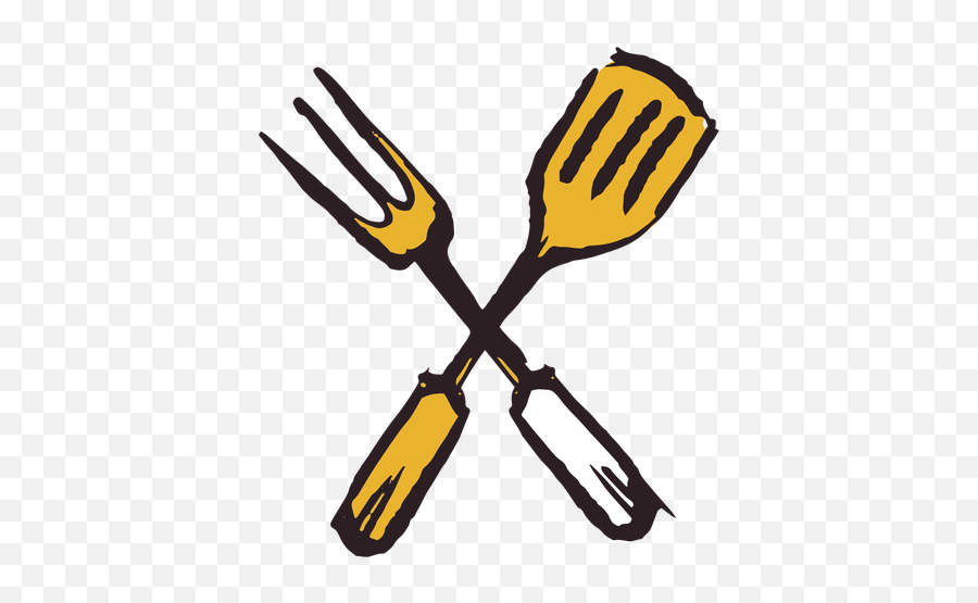 Brush Stroke Spatula Fork Yellow Icon - Transparent Png Espatula Y Tenedor Png,Transparent Brush Stroke Png